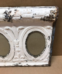 VTG Triple 4×6 Oval Photo Tin Ceiling Metal Shabby Picture Frame Old 784-26B
