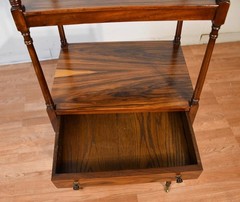 1910s Antique English Regency Rosewood Book-match Etagere display with 4 shelves