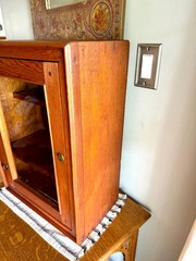 Vtg Wood Display Cabinet | Glass Door Display Cabinet | Apothecary Wood Cabinet