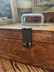 Vintage Handmade Mechanist Tool Box Chest Box Wood Metal Handle Primitive Rustic
