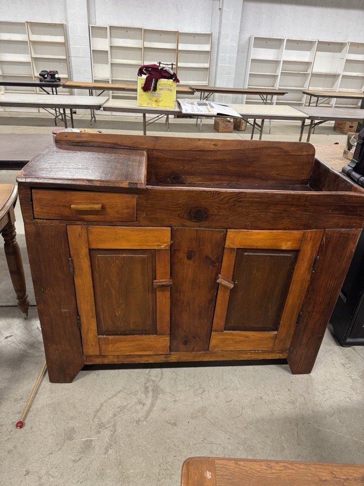 ANTIQUE EARLY AMERICAN COUNTRY HIGH BACK DRY SINK~36”x46”x19”