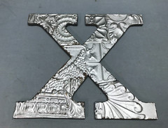 Decorative Salvage Tin Ceiling 16″ Patchwork Silver Metal VTG Letter X 223-25B