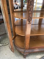 R. J. HORNER OAK 3 DOOR WINGED GRIFFIN CHINA CABINET