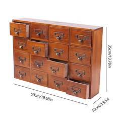 16 Drawers Vintage Tabletop Library Card Catalog Cabinet Apothecary Storage Box