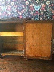 Antique 1900s walnut apothecary Medicine Cabinet wMirror glass wood handcrafted