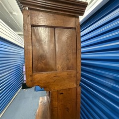Antique Carved Wood Hutch – Rustic Farmhouse Storage Cabinet With Shelves Doors