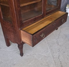 Antique Fancy Oak China Cabinet double door
