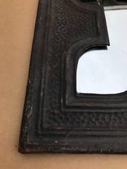 Decorative Salvaged Tin Ceiling 23″ SQ. Rust Tung Oil Metal Mirror Old 1859-23B