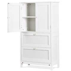43.5″ Multi-Purpose Storage Cabinet with Adjustable Shelves, 2 Drawers White