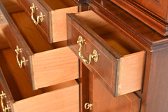 Councill Craftsmen Georgian Carved Mahogany Breakfront Bookcase Cabinet