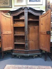 18th C. German Hand Painted Cabinet, Shrank or Shrunk, Armoire w/ Original Key