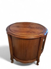 Brown Wood Free Standing Bedside Cabinet w/ 2 Hinged Glass Doors, Knob, 22x22x15