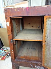 antique vintage industrial workbench cabinet tv stand table cleveland ohio 1920