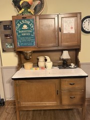 Hoosier Antique Wooden Kitchen Cabinet with Metal Flour Bin and Drawers