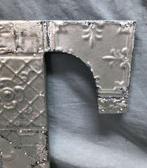 Decorative Salvage Tin Ceiling 16″ Patchwork Silver Metal VTG Letter T 216-25B