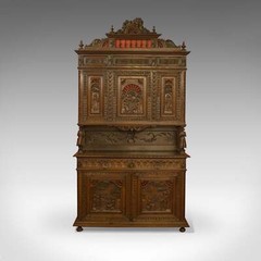 Antique Carved Breton Buffet Cabinet, French, Sideboard, Oak, Circa 1880