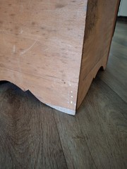 Vtg. corner cupboard with distinctive scalloped cutouts – 3 Tier – Oak In Color