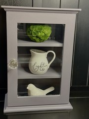 Mason Dixon Gray Farmhouse 3-Shelf Wall Curio Cabinet Glass Door 12×17