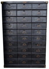 1920s French Steel Apothecary Style Industrial Strafor Cabinet