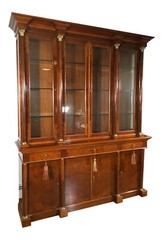 French Empire Style Custom Breakfront With Classical Brass Mounted Ormolu Column