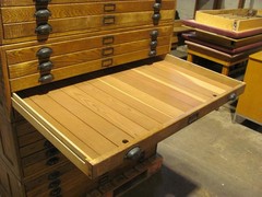 Vintage Dietzgen wood 20 drawer flat file map cabinet 45.5″ x 34.5″ x 61″ high