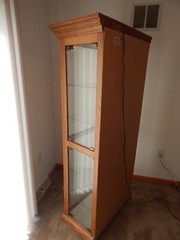 Vintage Curio Cabinet Wood & Glass; Lighted, Mirrored, Glass Shelves Eagle Ind.