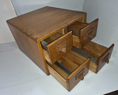 Vintage Oak 4 Drawer Card Catalog US Navy Remington Rand Dovetail Quality Heavy