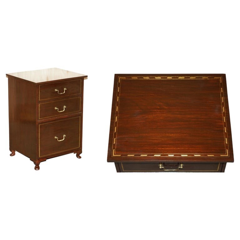 NAPOLEON ROSEWOOD & BRASS INLAID FILING CABINET WITH DROP FRONT SECRETAIRE SPACE