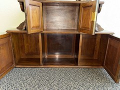 Antique Victorian English Wall Cabinet or Hutch With Burled Wood