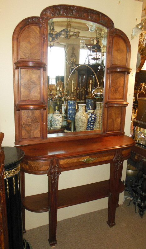 RARE MAJORELLE French CONSOLE Art Nouveau Hall Cabinet Mirror LA VIGNE Chateau