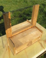Small cabinet Mirror Carved Wood Dog Drawer Vintage Apothecary Medicine vanity L