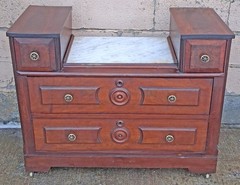 Antique Vintage Victorian Eastlake Solid Walnut Drop Center Dresser Marble Top