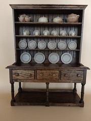Vintage Apprentice Miniature Welsh Dresser With Handmade Wooden Accessories #1