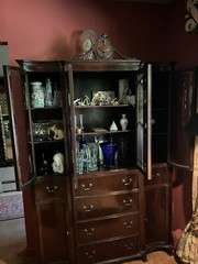 Beautiful 1940’s Antique Mahogany China Cabinet with secretary Desk