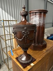 Pair of Late 20th Century Mahoghany George III Style Urns on Stands