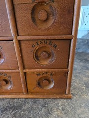 Antique Vintage Wood Spice Apothecary 8 Drawer hanging Cabinet Letters Intact