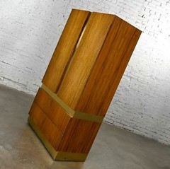 Vintage Modern Rosewood & Brass Plate Wardrobe Milo Baughman for Thayer Coggin