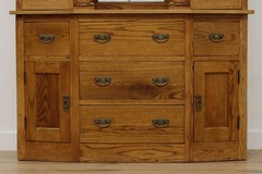 Arts & Crafts Antique Oak Display Bar Cabinet Leaded Glass #56542
