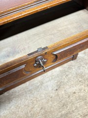 Antique Victorian Burl Walnut Bookcase Cabinet Cupboard Desk With Keys 2pc