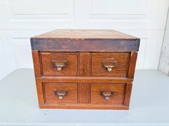 Macey Antique Pair 2 Drawer Modular Card File Cabinets