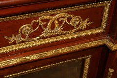 19th Century French Louis XVI Style Mahogany Bronze Mounted Cabinet Vitrine