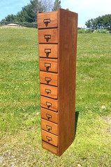Antique Oak 10 Drawer File or Storage Cabinet 1920s
