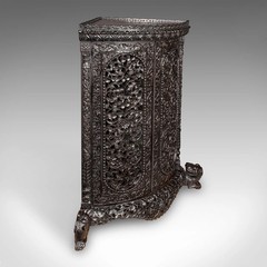 Antique Veranda Gin Cabinet, Ceylon, Teak, Corner Cupboard, Victorian, C.1880