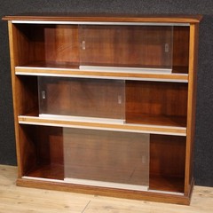 Bookcase vitrine Italian furniture cabinet design in wood and glass 60s