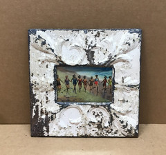 VTG 11″ Sq. Photo 4×6 Tin Ceiling Metal Shabby White Picture Frame Old 920-26B