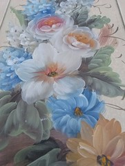 VTG RARE OOAK HAND PAINTED COUNTRY FLORAL CAB. PEDESTAL SOLID WOOD 30×12″New(?)