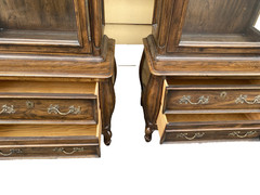 66426 PAIR JOHN STUART Furniture Oak Curio China Cabinet s