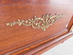 Antique Oak French Louis XVI Style Gilt Bronze Mounted Vitrine Display Cabinet