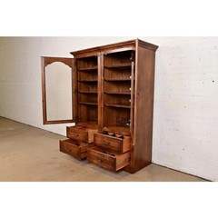 Ethan Allen French Louis Philippe Solid Carved Maple Bookcase or Media Cabinet