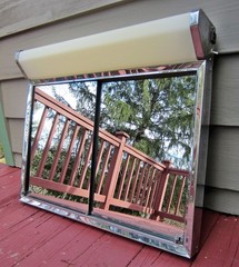 Vintage NATTCO Mirr-O-Nette Chrome Mirror Medicine Cabinet Lighted Lucite Knobs